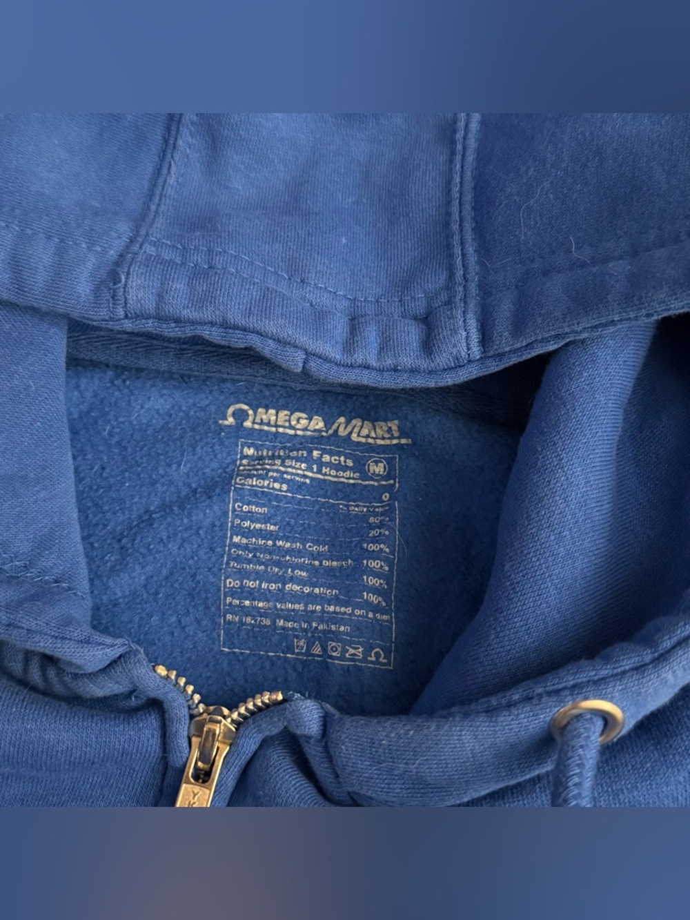 Omega Mart Las Vegas Kwality Checked Blue Graphic Hoodie - Picture 4 of 4